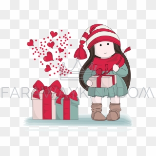 Gift From Heart Tilda Doll New Year Vector Illustration - Illustration, HD Png Download