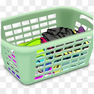 Clipart Basket With Folded Laundry - Laundry Basket Clipart, HD Png Download