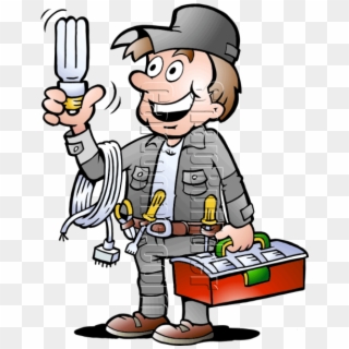 Electrician Handyman With Electrical Tools Mascot Logo - Elektrisyan Clipart, HD Png Download