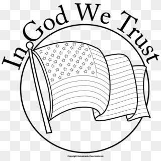 Quarter Drawing In God We Trust - Waving American Flag Coloring Page, HD Png Download