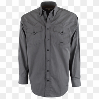 Black And Gray Striped Button-up Shirt - Button, HD Png Download