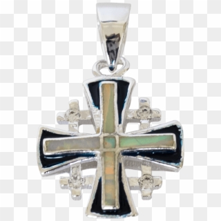 This Sterling Silver Jerusalem Cross Is Set With Synthetic - Locket, HD Png Download