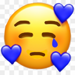 Emoji Sad Tears Sademoji Tumblr Blue Freetoedit Stickers - New Heart Face Emoji, HD Png Download