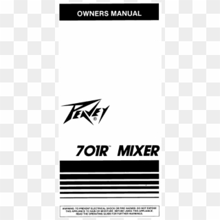 User Manual Peavey 701r - Peavey Mark Iii Mixer Manual, HD Png Download