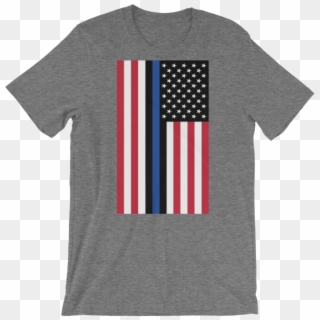 Thin Blue Line Red White Blue Flag Vertical Short Sleeve - T-shirt, HD Png Download