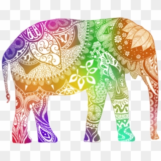 Multicolored Zentangled Elephant - Multicolored Elephant, HD Png Download
