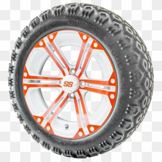 14 Rhox Rx354-wo White And Orange Wheels And Lifted - Tire, HD Png Download