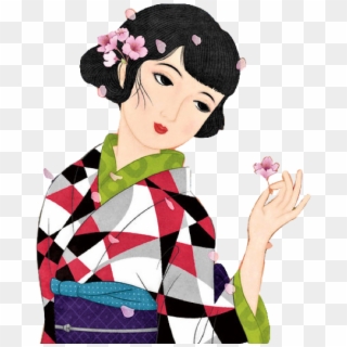 #girl #kimono #japanese #japan #flower #woman #retro - Geisha, HD Png Download