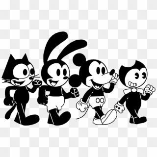 Felix, Oswald, Mickey And Bendy Walking Together By - Bendy And The Ink Machine, HD Png Download