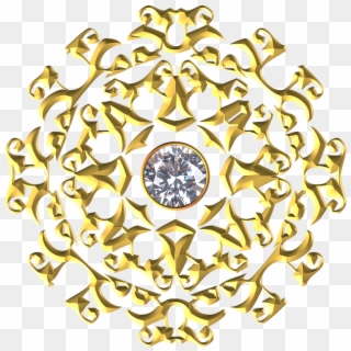 Gold Gem Ornament Flourish Circle Symmetric - Circle, HD Png Download