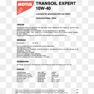 Transoil Expert 10w40 Tds - 8100 X Cess Motul, HD Png Download