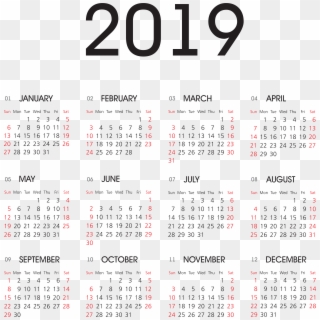 2019 Calendar Png Transparent Image, Png Download