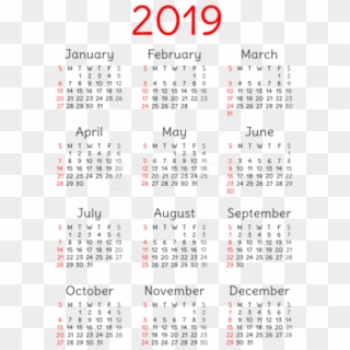 Free Png 2019 Calendar Transparent Png - Transparent 2019 Calendar Png, Png Download