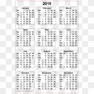 Free Png Download 2019 Calendar Templates Png Images - 2019 Fiscal Week Calendar, Transparent Png