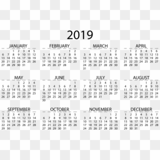2019 Calendar Download Pdf - 2019 Yearly Calendar Png, Transparent Png