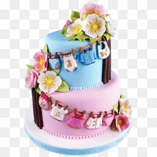 Clothes Line Cake For Girl Or Boy - Hanging Baby Clothes Baby Shower Cakes, HD Png Download