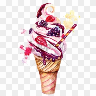 Free Png 手绘冰淇淋插画 - Realistic Ice Cream Sundae Drawing, Transparent Png