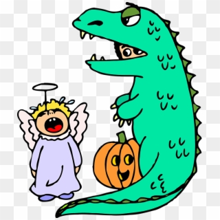 Halloween Costume Dinosaur Kids Girl Crying Angel - Clip Art, HD Png Download