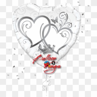Large Entwined Silver Hearts - Qualatex Hearts Silver, HD Png Download