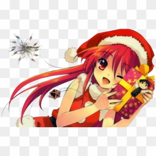 Photo Christmasshanarender - Anime Girl With A Santa Hat, HD Png Download