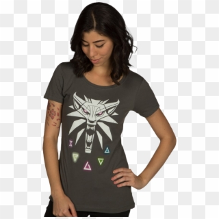 Female T-shirt Close Up - Witcher Female T Shirt, HD Png Download
