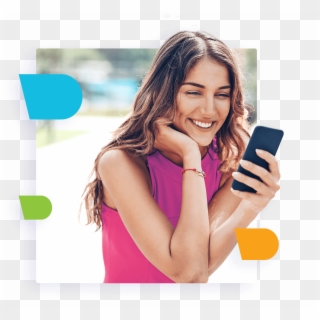 Back To Approach Right Image - Happy Girl With Mobile Png, Transparent Png