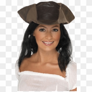 Brown Pirate Hat With Hair - Sombreros De Piratas De Mujer, HD Png Download