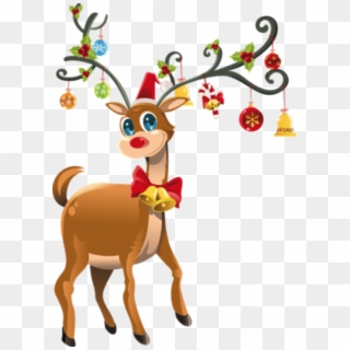 Reindeer Clipart Track - Deer Christmas Clip Art, HD Png Download