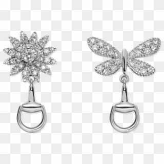 Gucci Fashion Jewelry Gucci Flora Earrings - Gucci Flora Diamond Flower & Butterfly Earrings, HD Png Download
