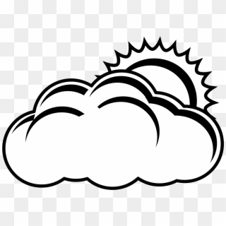 Sun And Cloud Vector Free Library Png Black And White - Black And White Png Clouds, Transparent Png
