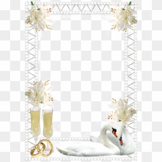 White Swans Wedding Frame - Photoshop Png Wedding Frame Psd, Transparent Png