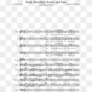 Head, Shoulders, Knees, And Toes Sheet Music Composed - Head Shoulders Knees And Toes Score, HD Png Download
