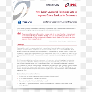 Zurich Insurance Claims Telematics Case Study, HD Png Download