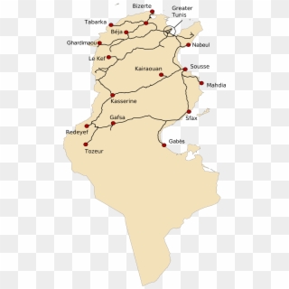 Rail Transport In Tunisia - Tunisia Railway Map, HD Png Download