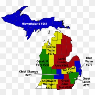 Michigan Boy Scout Council Map - Michigan Map Vector, HD Png Download