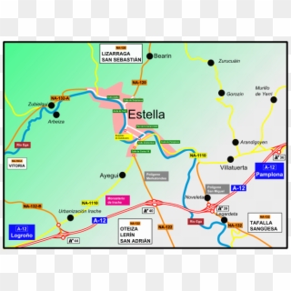 Mapa De Carreteras De Estella - Mapa De Vias De Comunicacion, HD Png Download