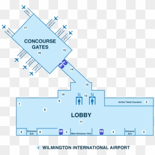 Wilmington International Airport - Ilm Airport Terminal Map, HD Png Download