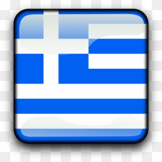 Greece Flag Country Nationality Square Button - Logo Bendera Yunani, HD Png Download