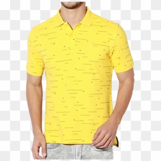 Van Heusen Sport Men Yellow Printed Polo Collar T-shirt - Polo Shirt, HD Png Download