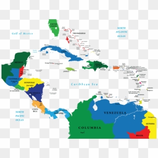 Carte Amerique Centrale Caraibes, HD Png Download