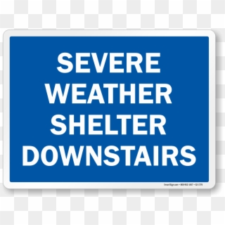 Severe Weather Shelter Downstairs Sign - First Aid Sign, HD Png Download