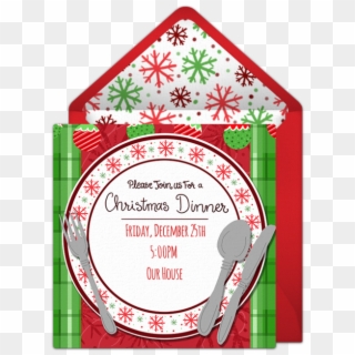Christmas Dinner Plate Online Invitation - Art Paper, HD Png Download