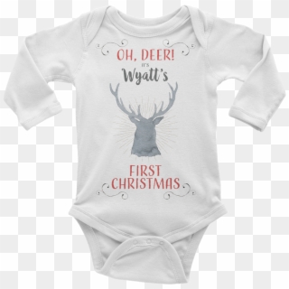 Custom Onesie Baby Boy {oh,deer First Christmas} - Infant Bodysuit, HD Png Download
