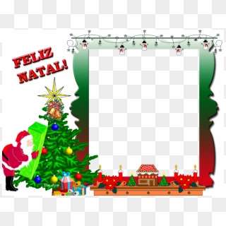 Moldura Para Fotos Natalinas Papai Noel Árvore De Natal - Molduras De Natal Feliz Natal, HD Png Download