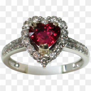 Vivid Rare Heart-shaped Certified 'unheated Ruby' Below - Diamond Heart Ring Png, Transparent Png