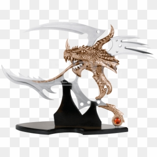 Bronze Draconic Rex Dragon Display - Large Fantasy Display Dagger With Stand, HD Png Download