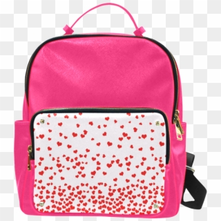 Red Falling Hearts On Pink Campus Backpack/small - Backpack, HD Png Download
