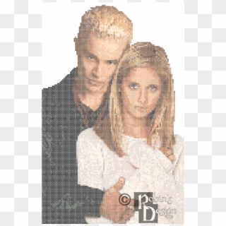 Buffy The Vampire Slayer And Spike Cross Stitch Pattern - Buffy The Vampire Slayer Cross Stitch Pattern, HD Png Download