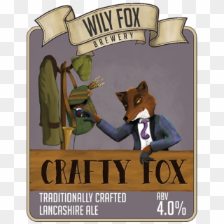 Crafty Fox Pump Clip Beer Name From The Wily Fox Brewery - Cartoon, HD Png Download