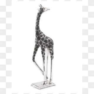 Giraffe 'head Back' Sculpture - Black And Silver Giraffe Head Statue, HD Png Download